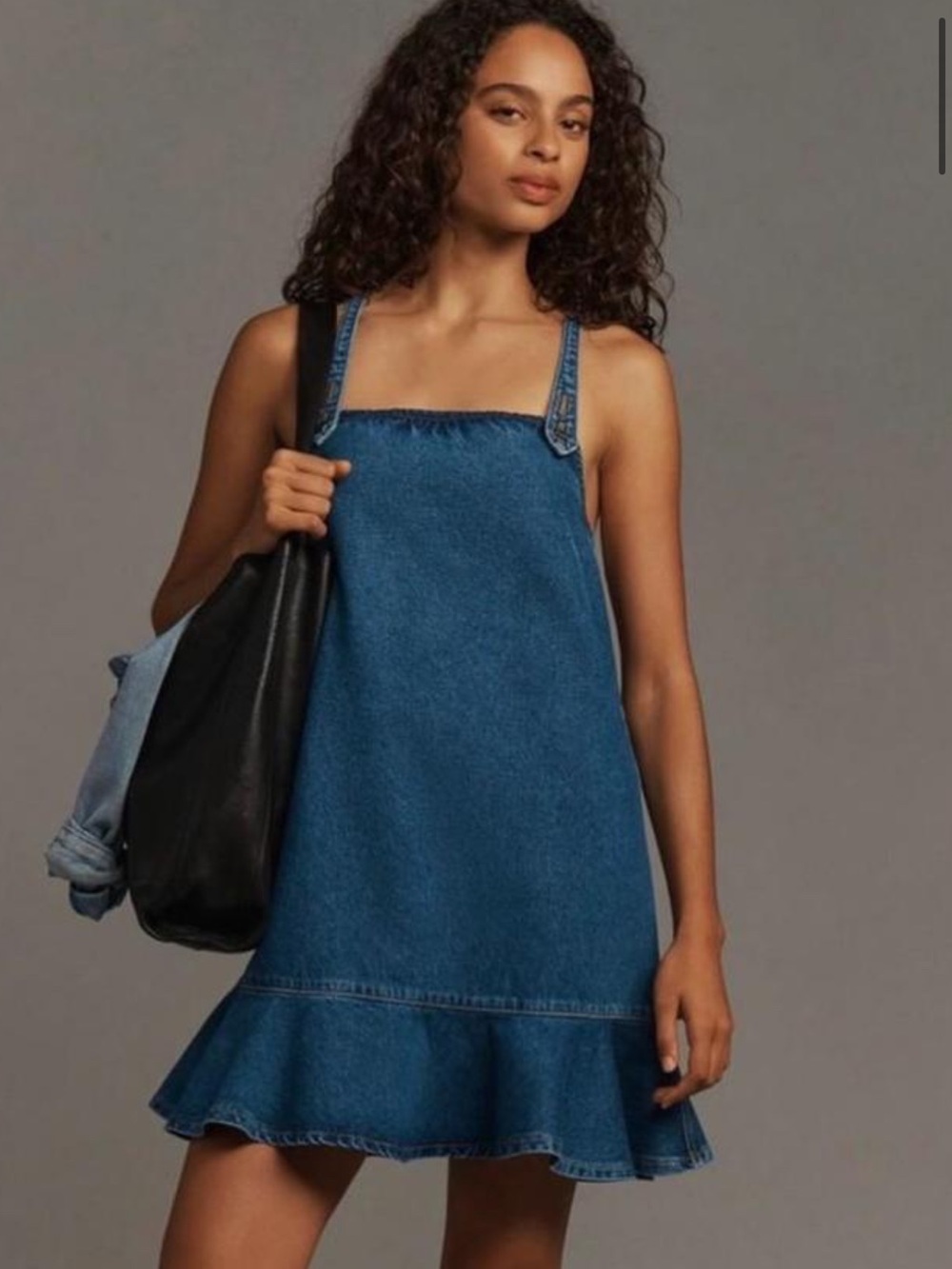 NWT Pilcro denim ruffle dress, square neck with adjustable straps